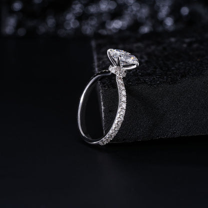1ct Oval Natural Diamond Engagement Ring With Side Diamonds