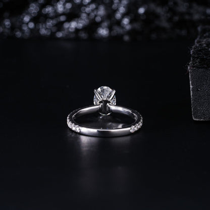 1ct Oval Natural Diamond Engagement Ring With Side Diamonds