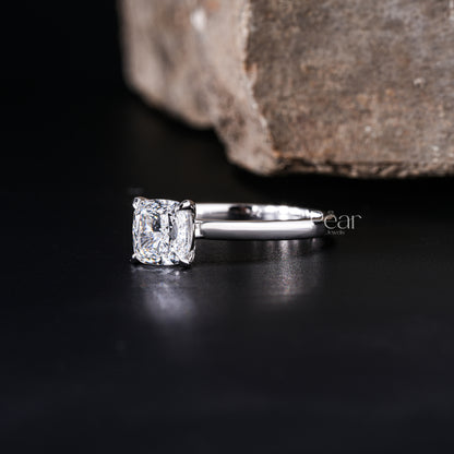 Cushion Solitaire Lab Grown Diamond Ring - Pear Jewels