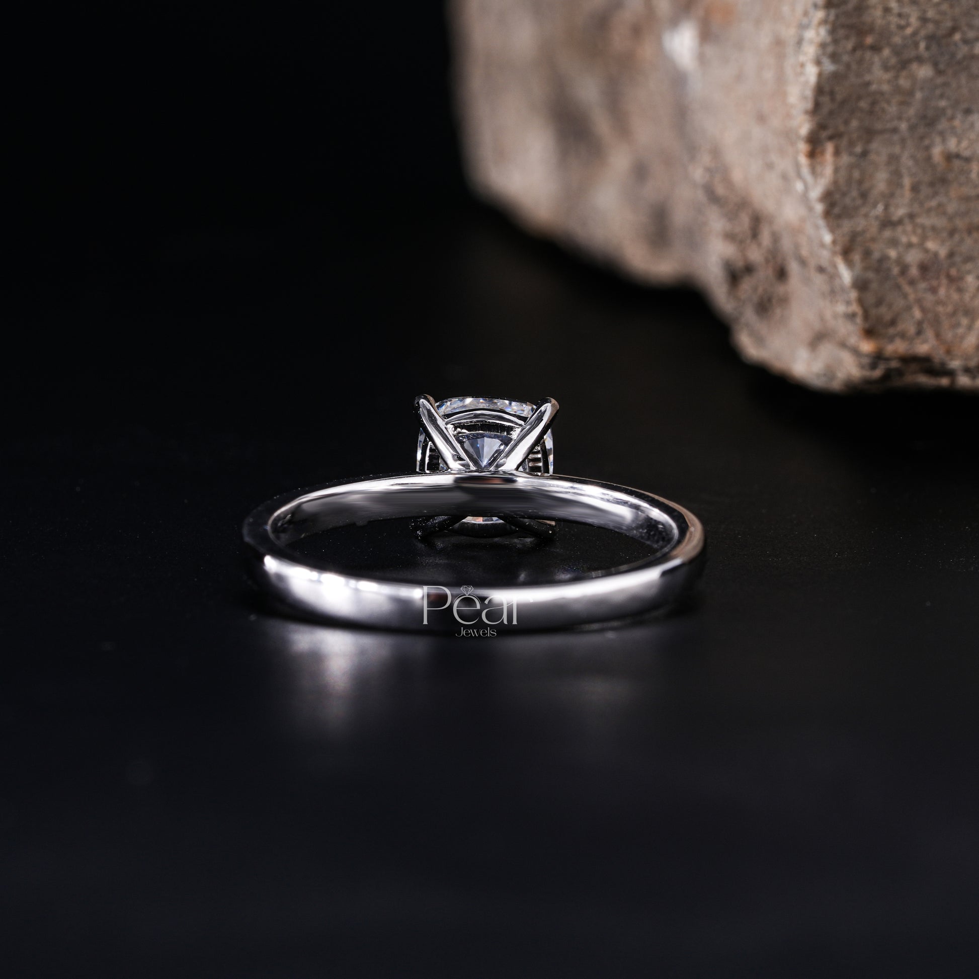 Cushion Solitaire Lab Grown Diamond Ring - Pear Jewels