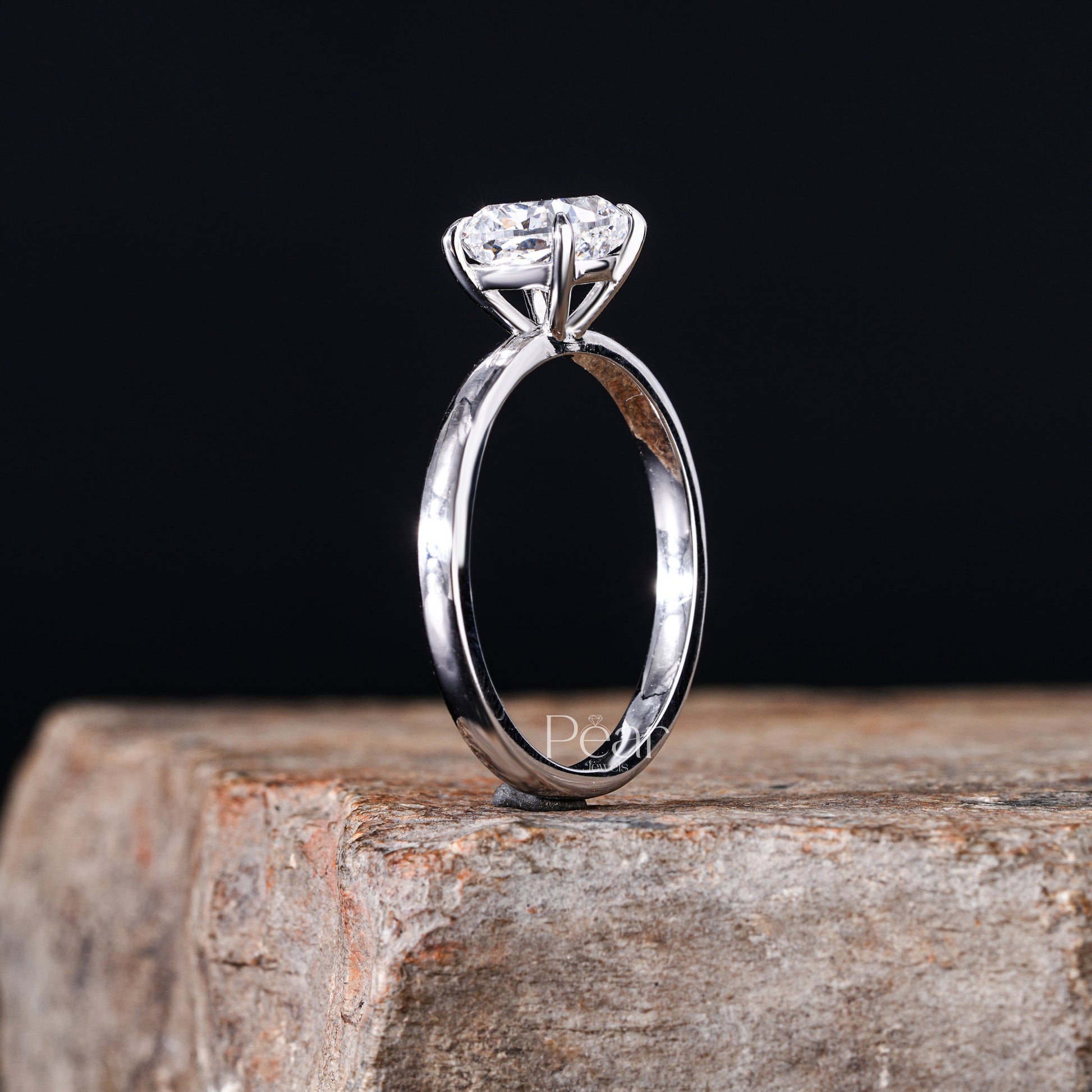 Cushion Solitaire Lab Grown Diamond Ring - Pear Jewels