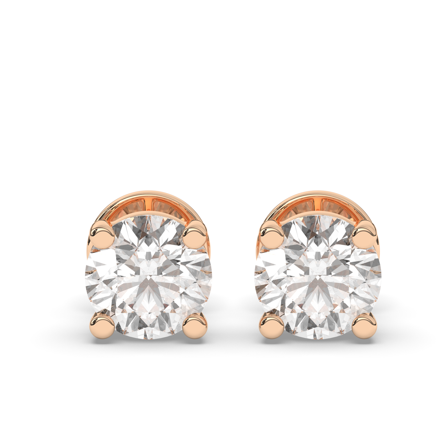 Elegant Round Lab-Grown Diamond Solitaire Studs - Pear Jewels