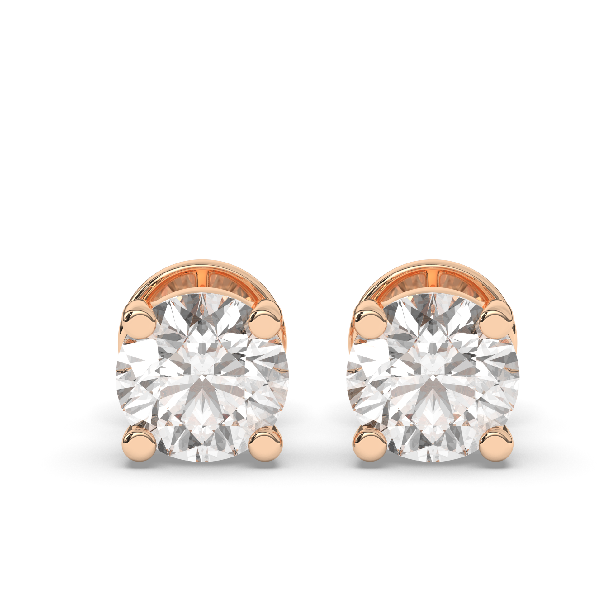 Elegant Round Lab-Grown Diamond Solitaire Studs - Pear Jewels
