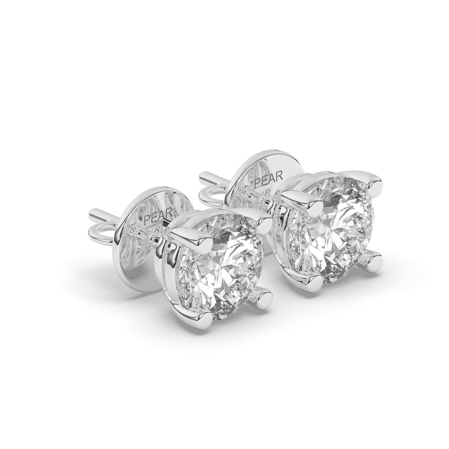 Elegant Round Lab-Grown Diamond Solitaire Studs - Pear Jewels