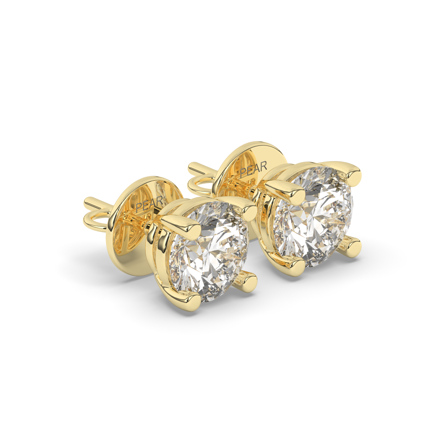 Elegant Round Lab-Grown Diamond Solitaire Studs - Pear Jewels