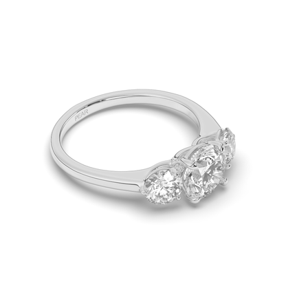 Elegant Three Stone Round Lab-Grown Diamond Ring with Classic Charm - Pear Jewels