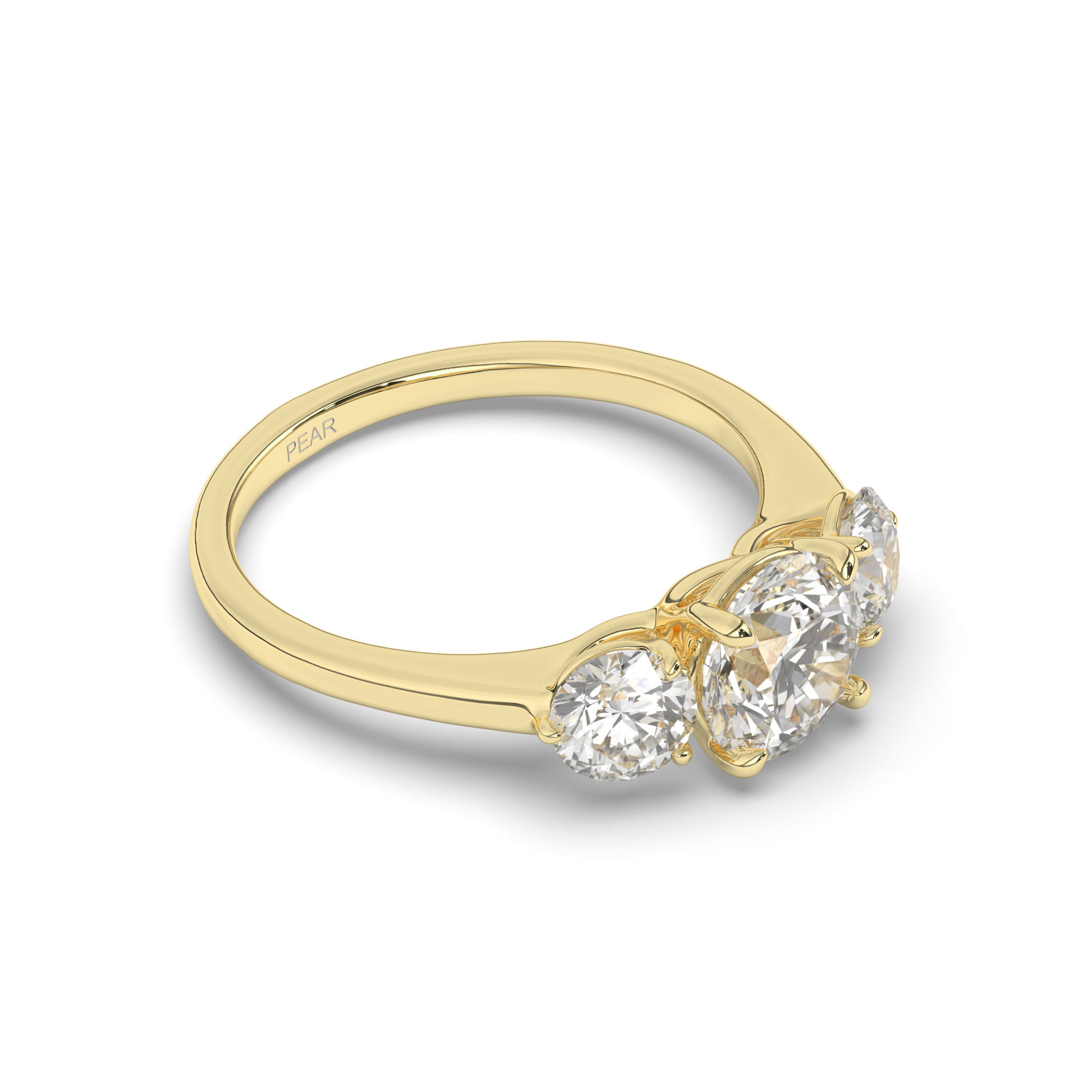 Elegant Three Stone Round Lab-Grown Diamond Ring with Classic Charm - Pear Jewels