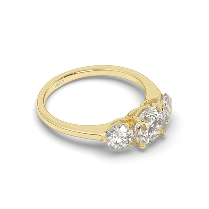Elegant Three Stone Round Lab-Grown Diamond Ring with Classic Charm - Pear Jewels