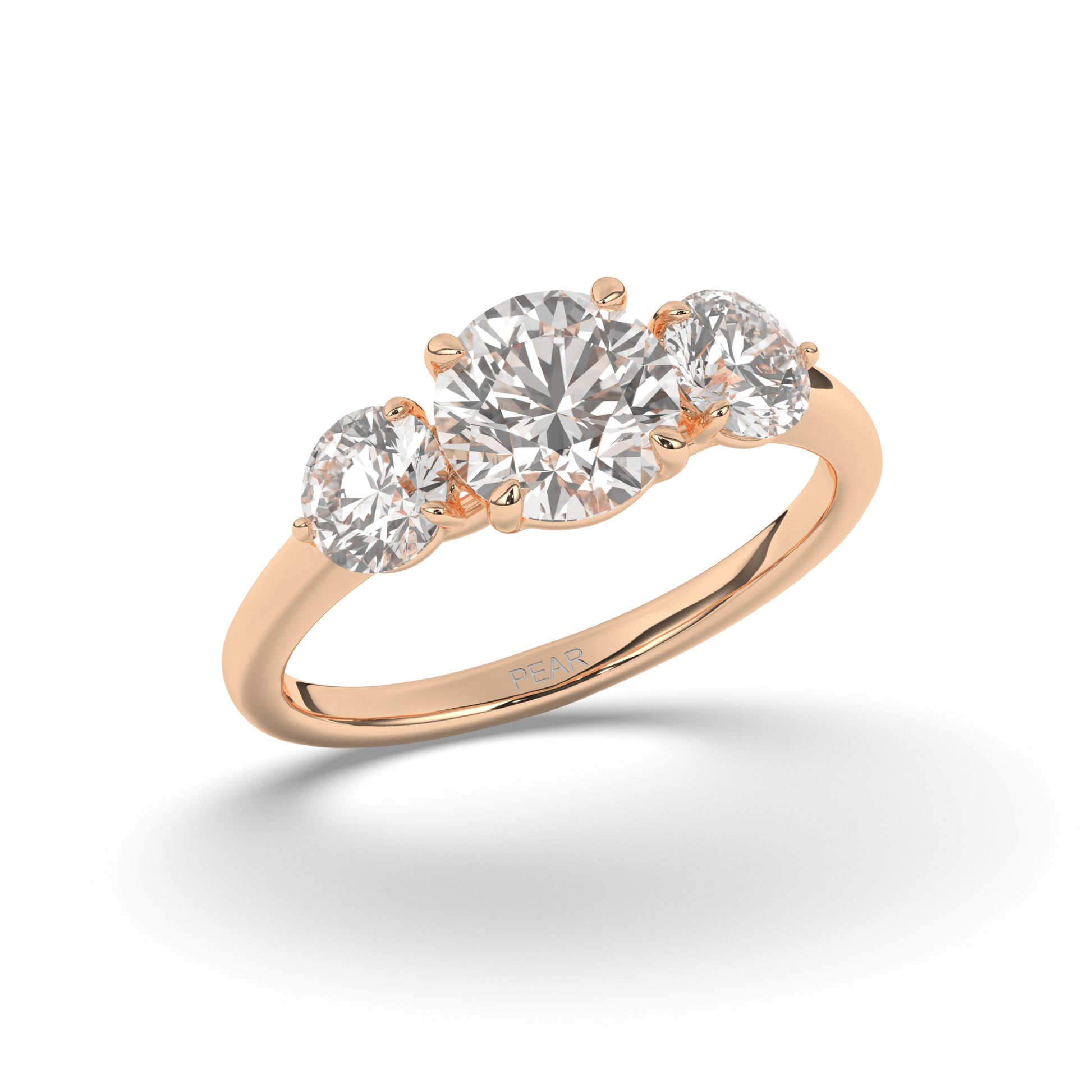 Elegant Three Stone Round Lab-Grown Diamond Ring with Classic Charm - Pear Jewels