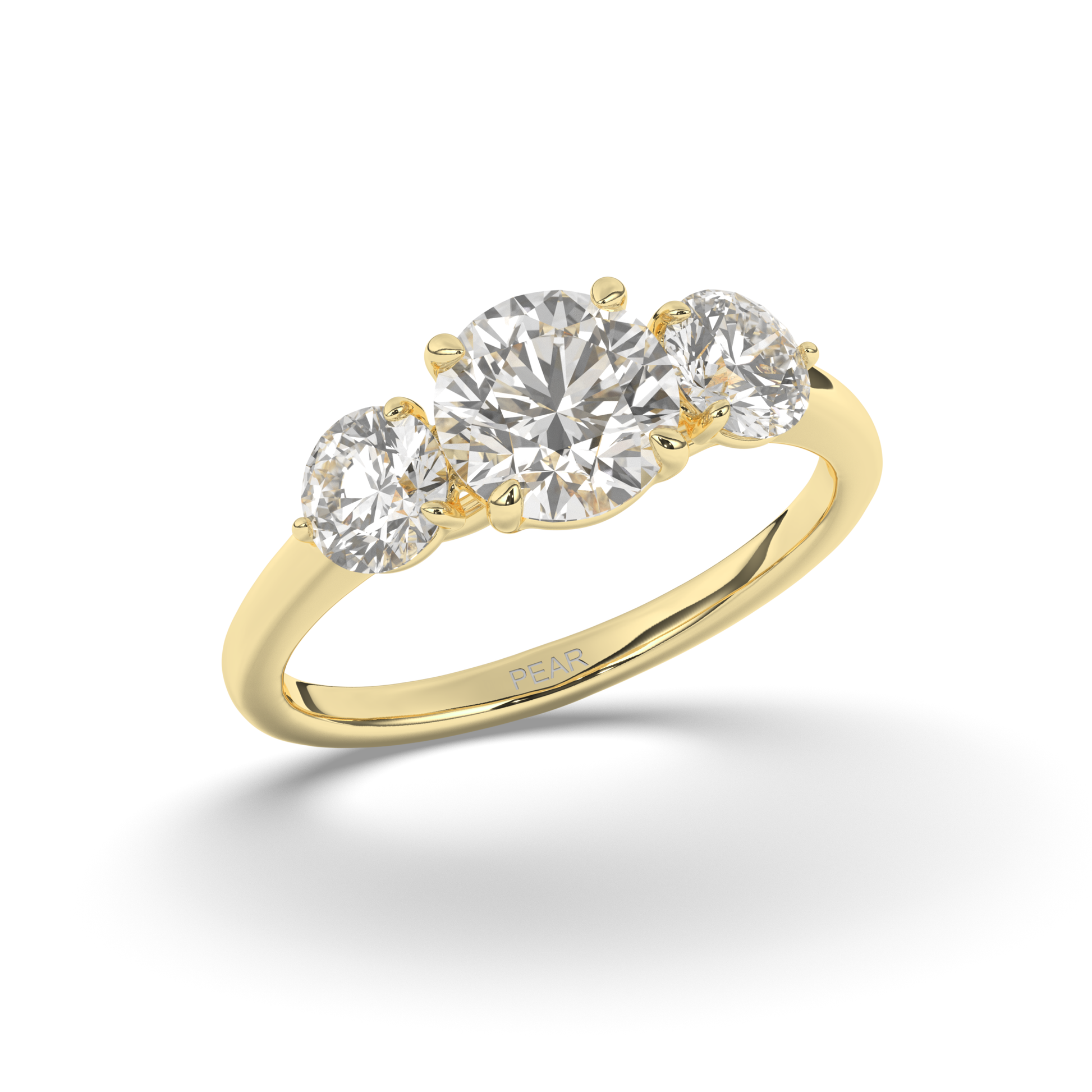 Elegant Three Stone Round Lab-Grown Diamond Ring with Classic Charm - Pear Jewels