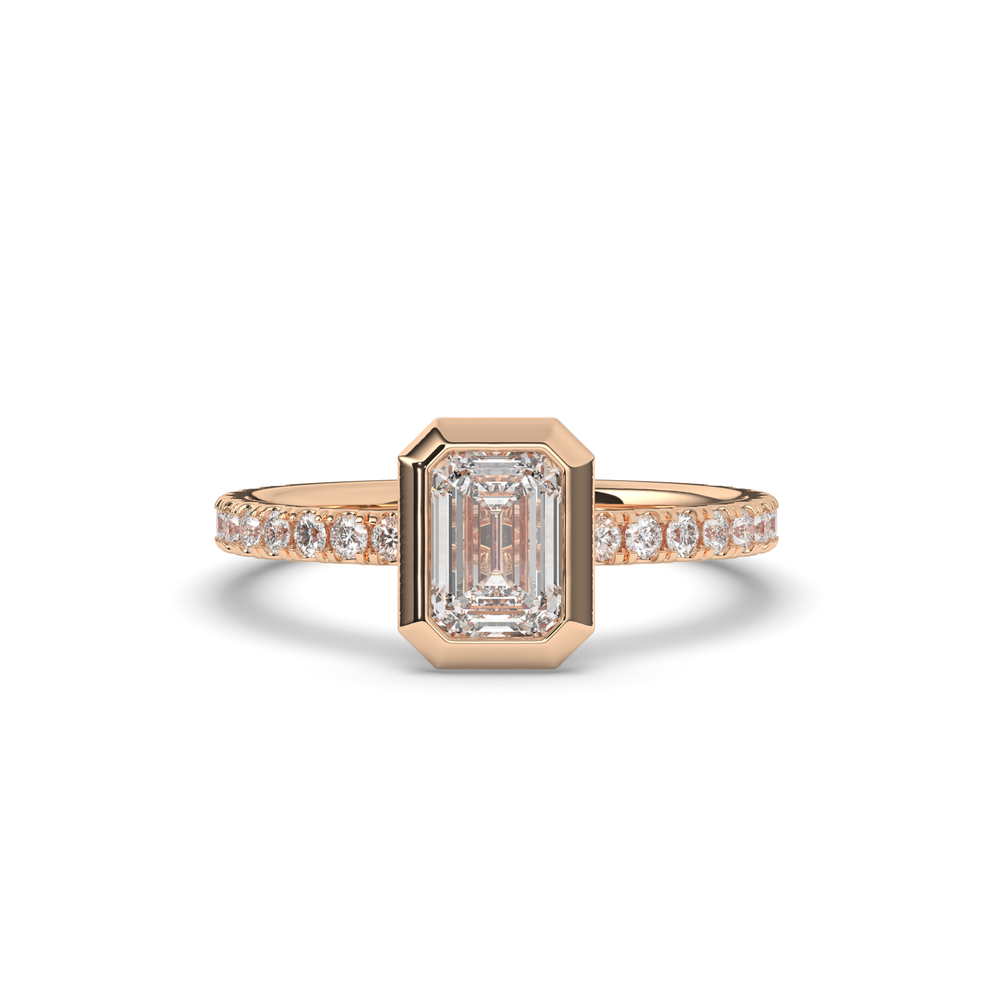 Emerald Bezel Lab-Grown Diamond Engagement Ring - Pear Jewels