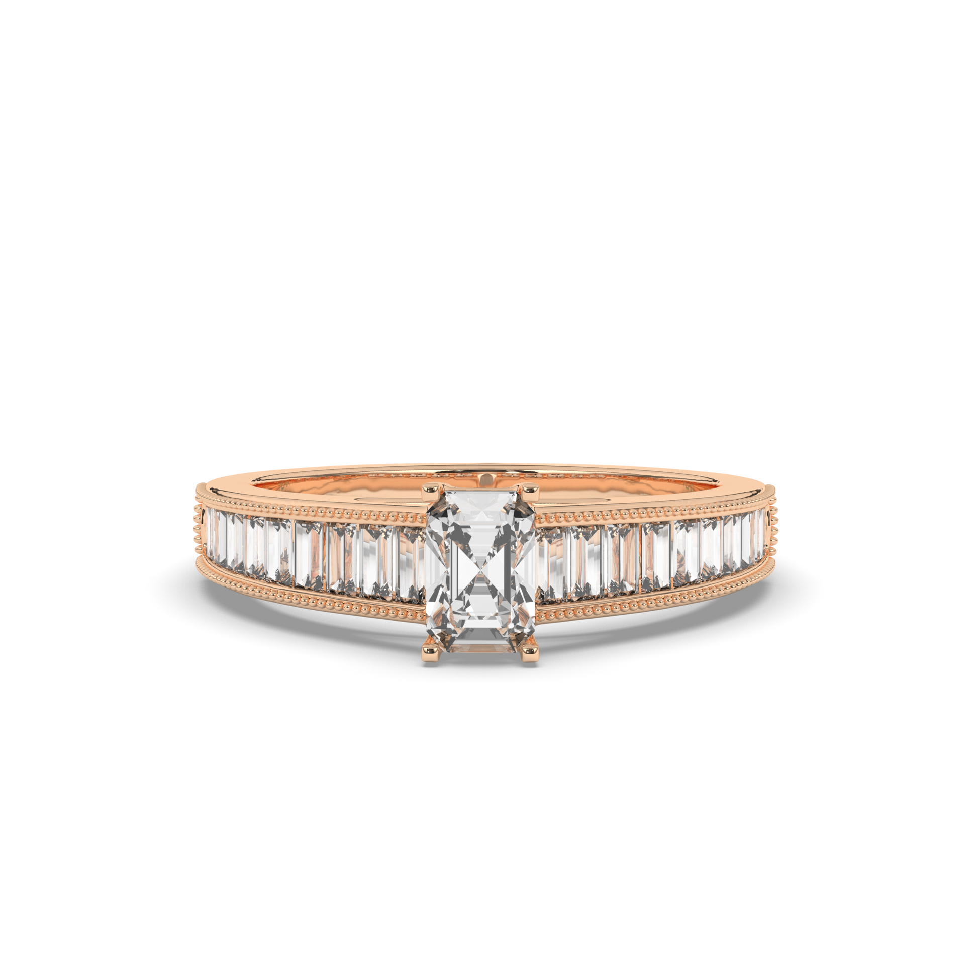 Emerald & Baguette Labgrown Engagement Ring - Pear Jewels