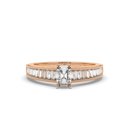 Emerald & Baguette Labgrown Engagement Ring - Pear Jewels