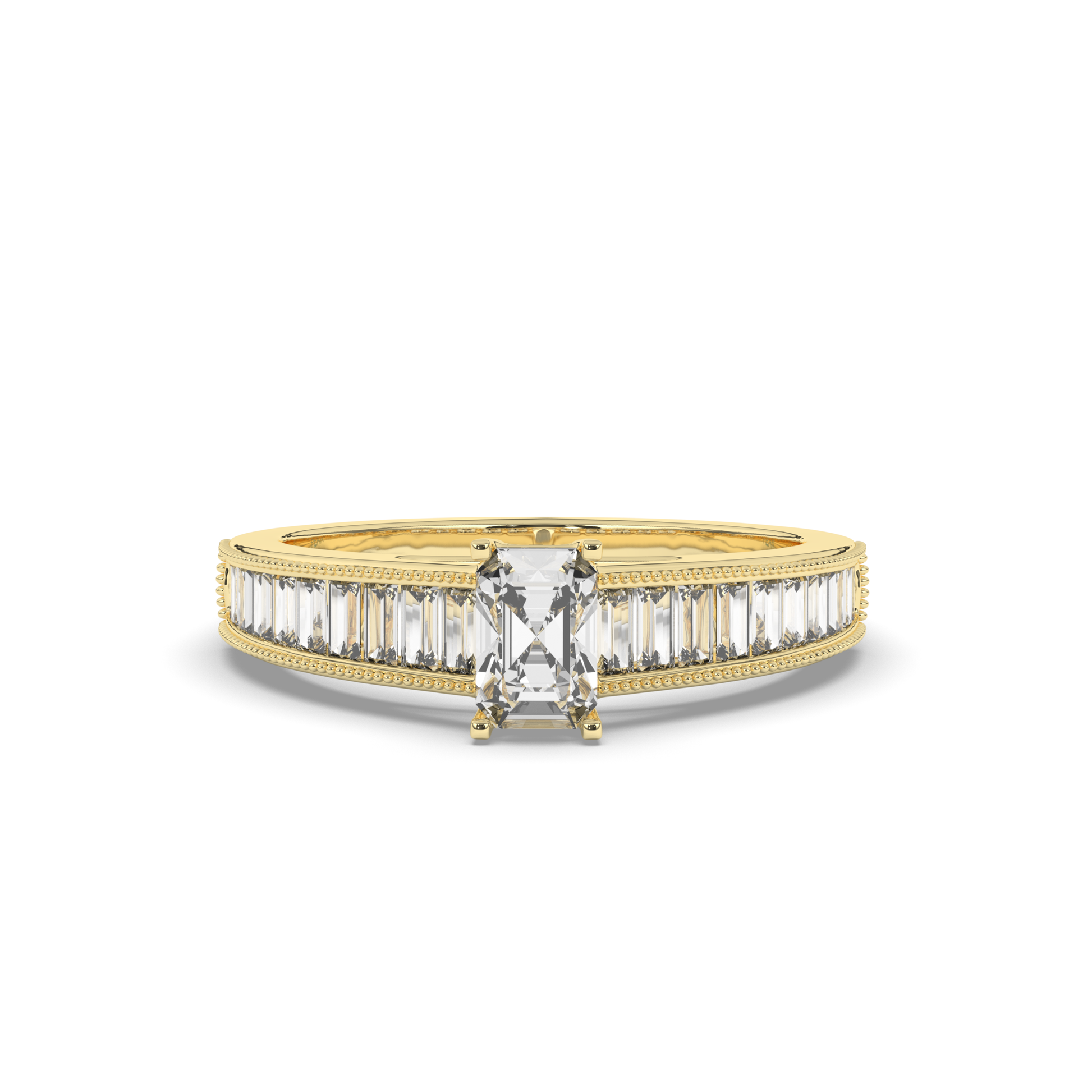 Emerald & Baguette Labgrown Engagement Ring - Pear Jewels