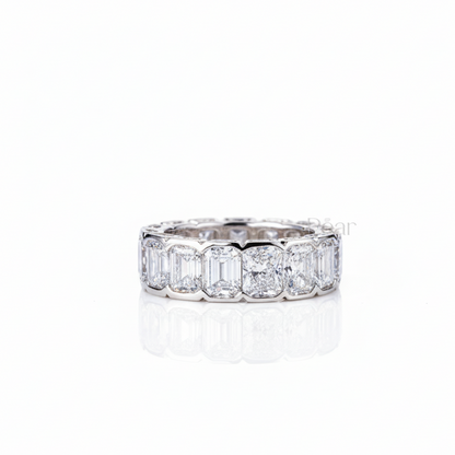 Eternity Ring Emerald and Radiant Labgrown Diamond Band