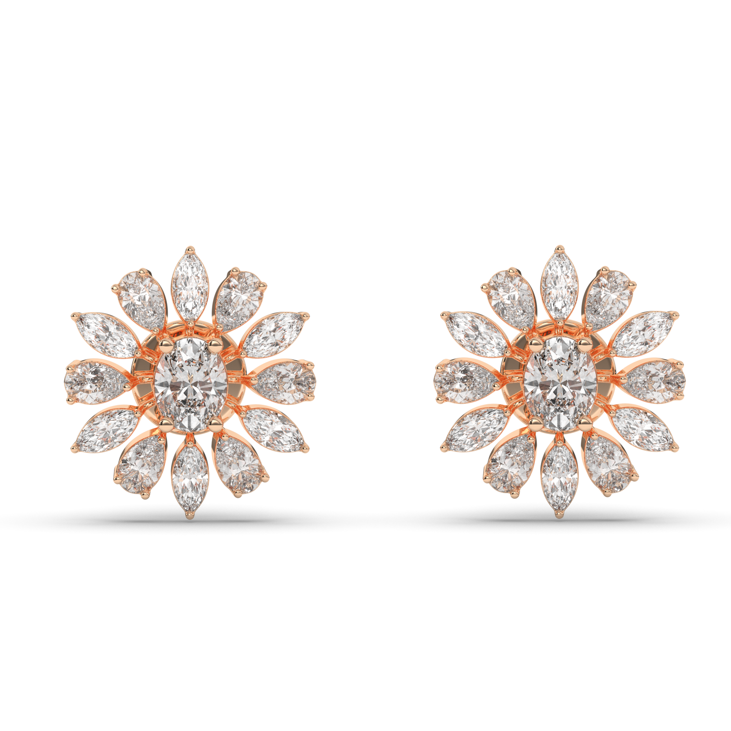 Exquisite Mixed Shape Lab-Grown Diamond Cluster Earrings - Pear Jewels