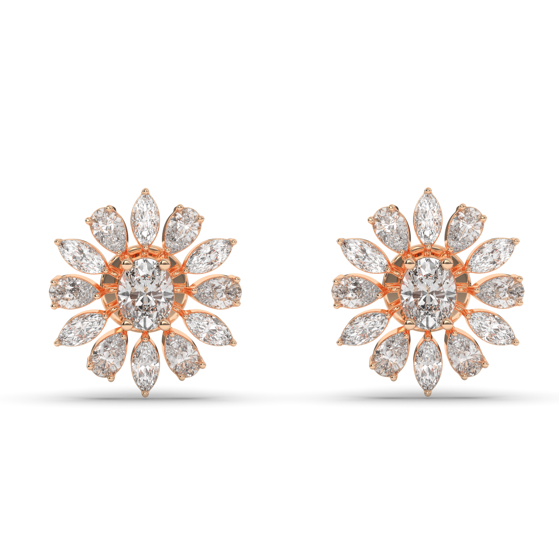 Exquisite Mixed Shape Lab-Grown Diamond Cluster Earrings - Pear Jewels
