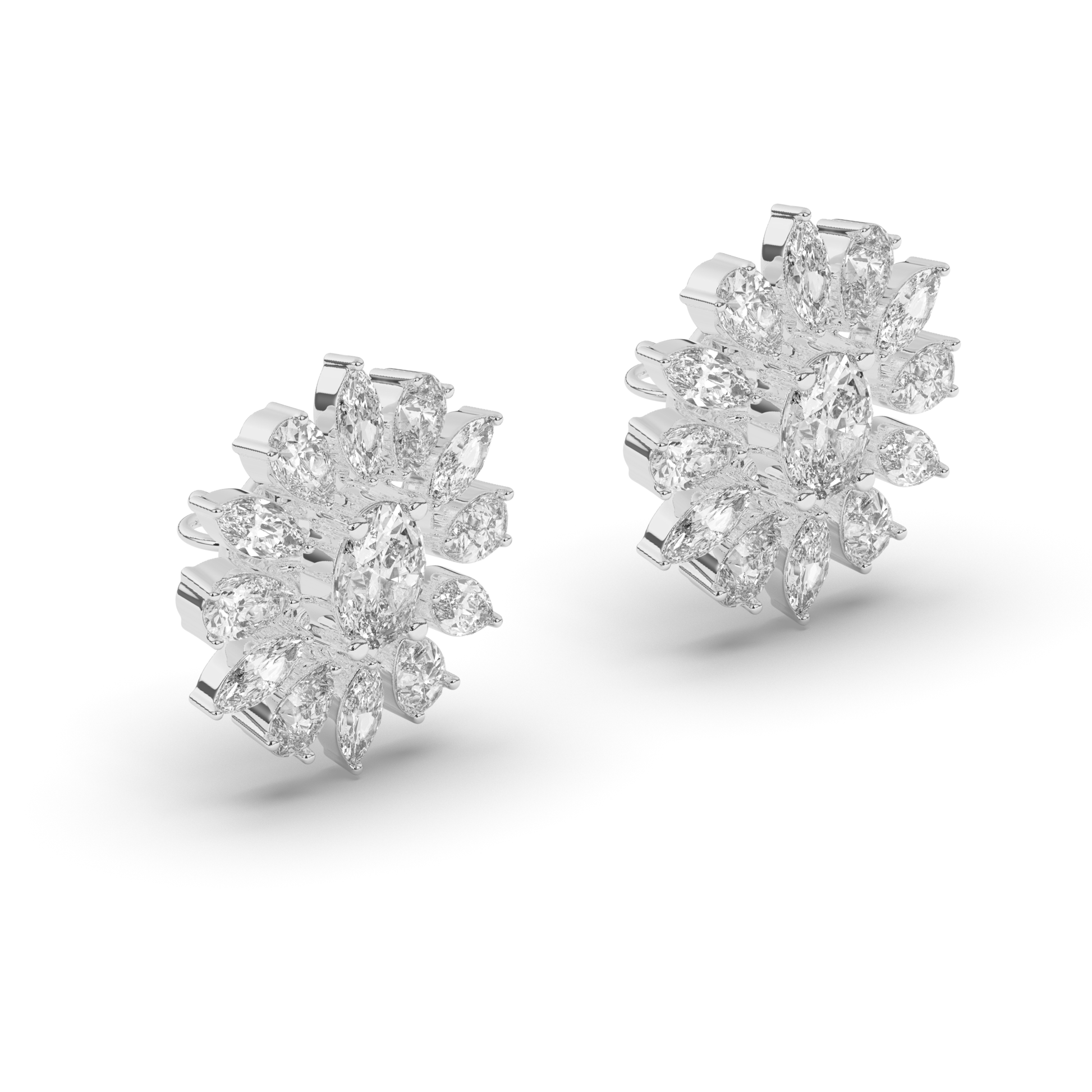 Exquisite Mixed Shape Lab-Grown Diamond Cluster Earrings - Pear Jewels