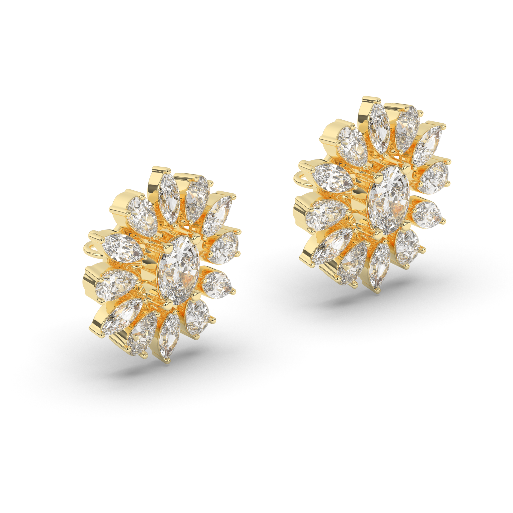 Exquisite Mixed Shape Lab-Grown Diamond Cluster Earrings - Pear Jewels