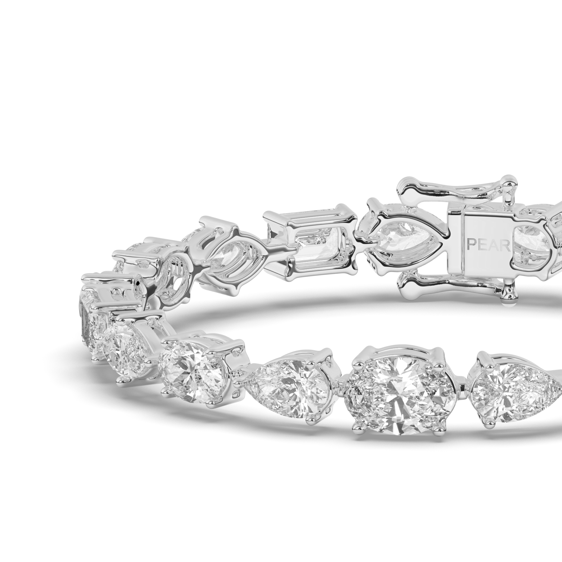 Fancy Lab-grown Diamond Straight Line Tennis Bracelet - Pear Jewels