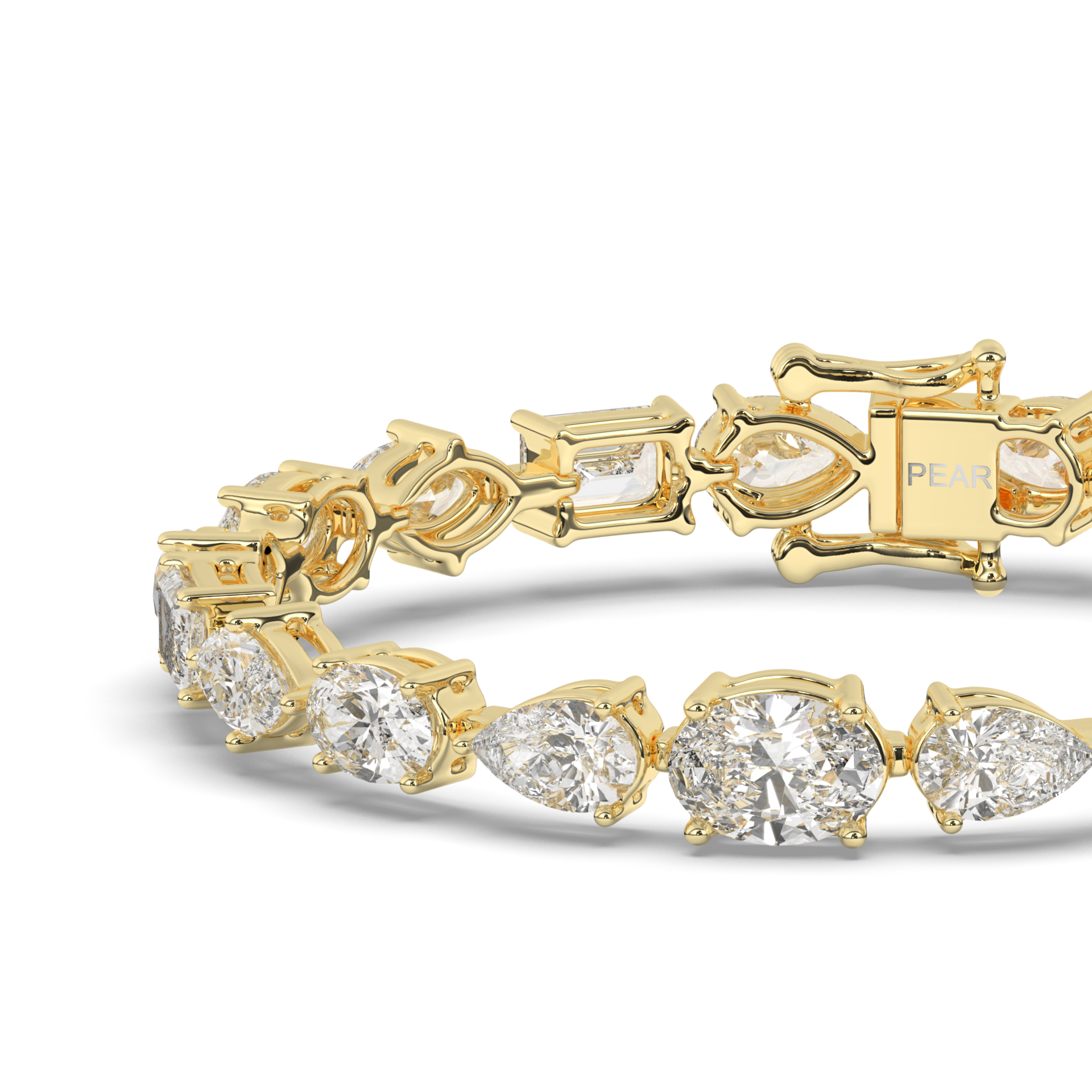 Fancy Lab-grown Diamond Straight Line Tennis Bracelet - Pear Jewels