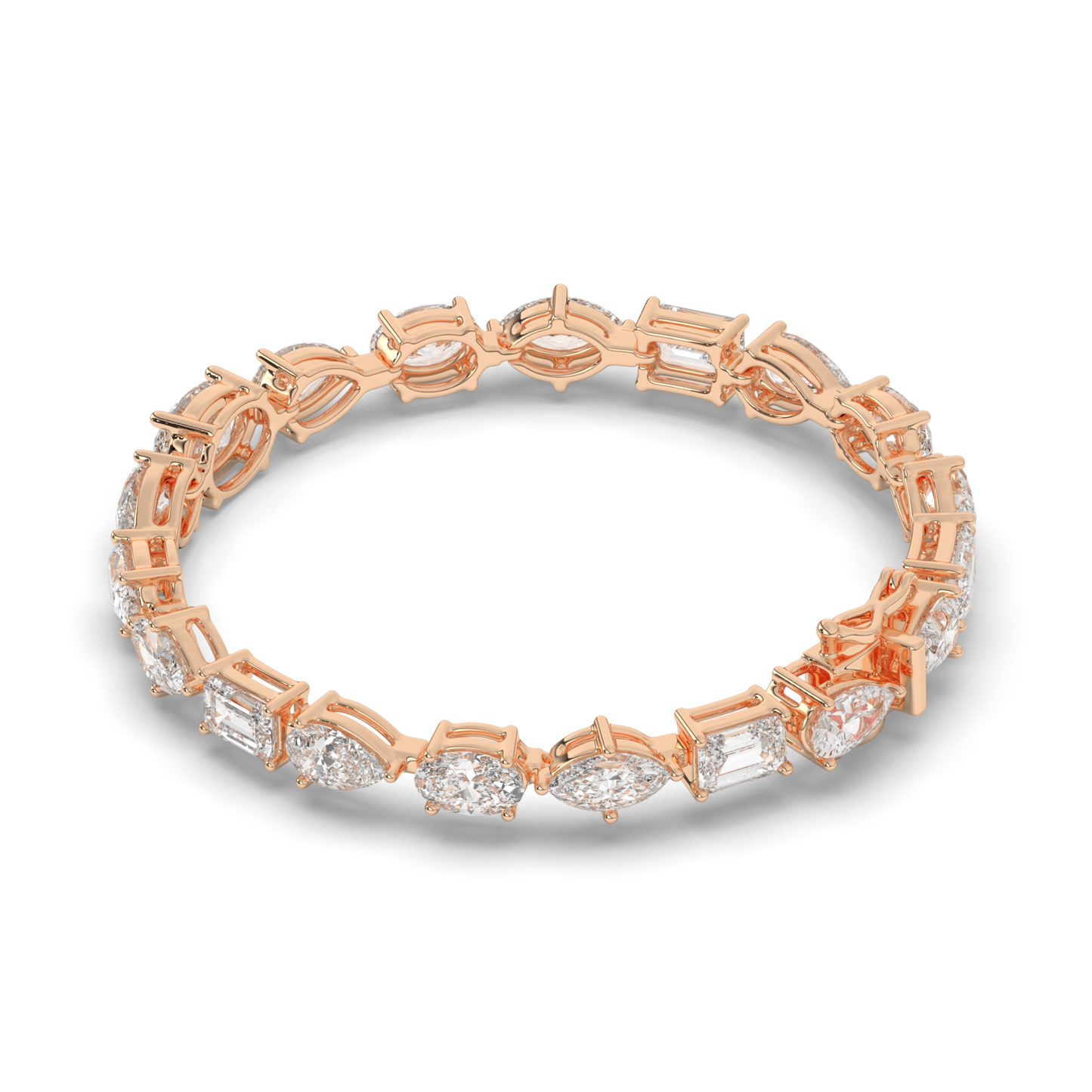 Fancy Lab-grown Diamond Straight Line Tennis Bracelet - Pear Jewels