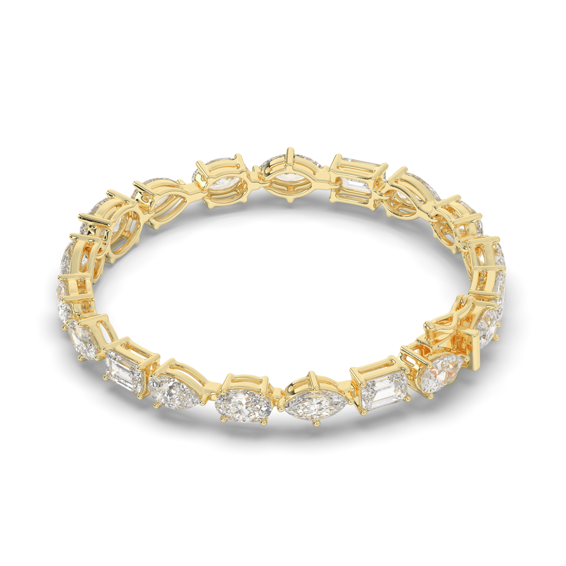 Fancy Lab-grown Diamond Straight Line Tennis Bracelet - Pear Jewels