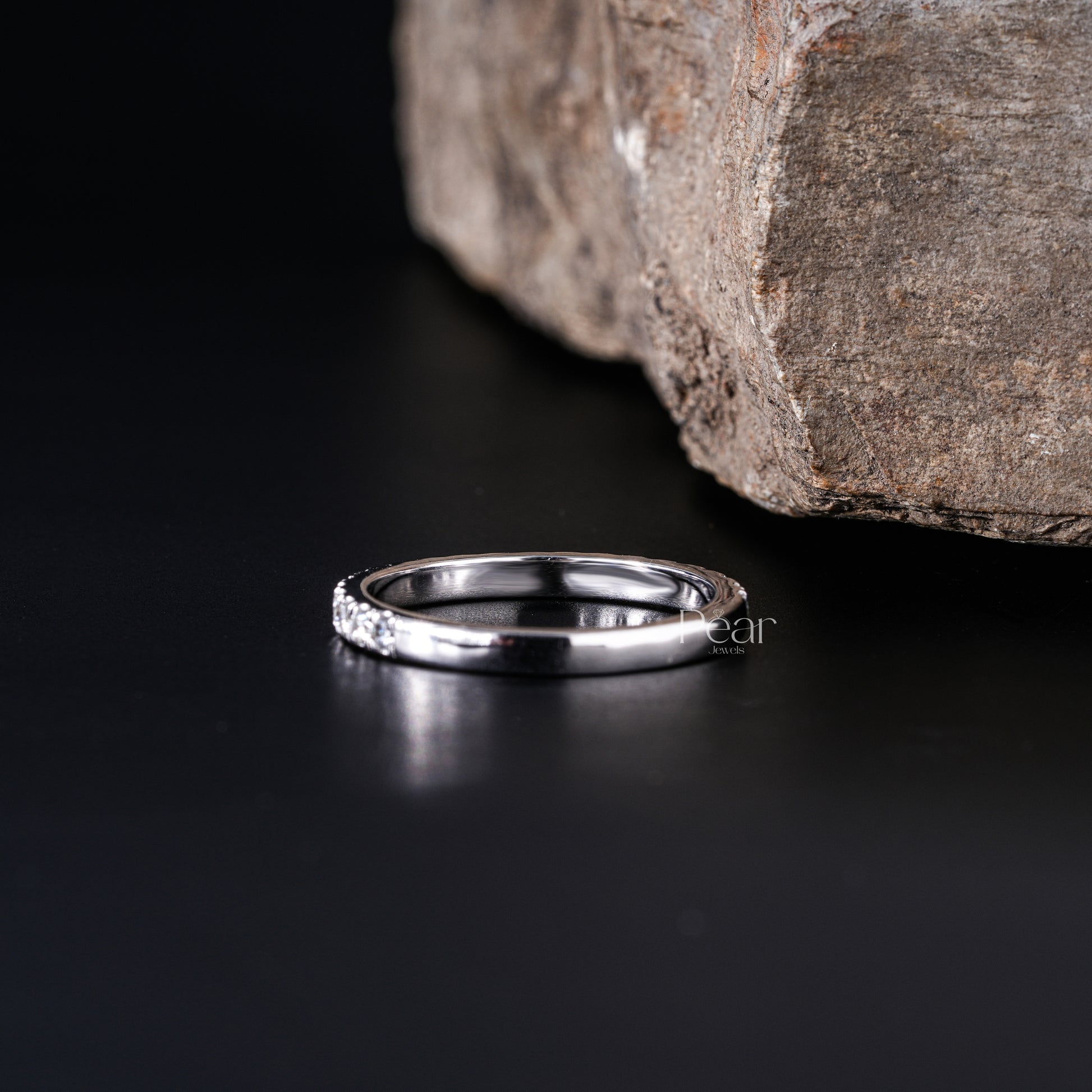Half Eternity Ring Round Labgrown Diamond Band - Pear Jewels