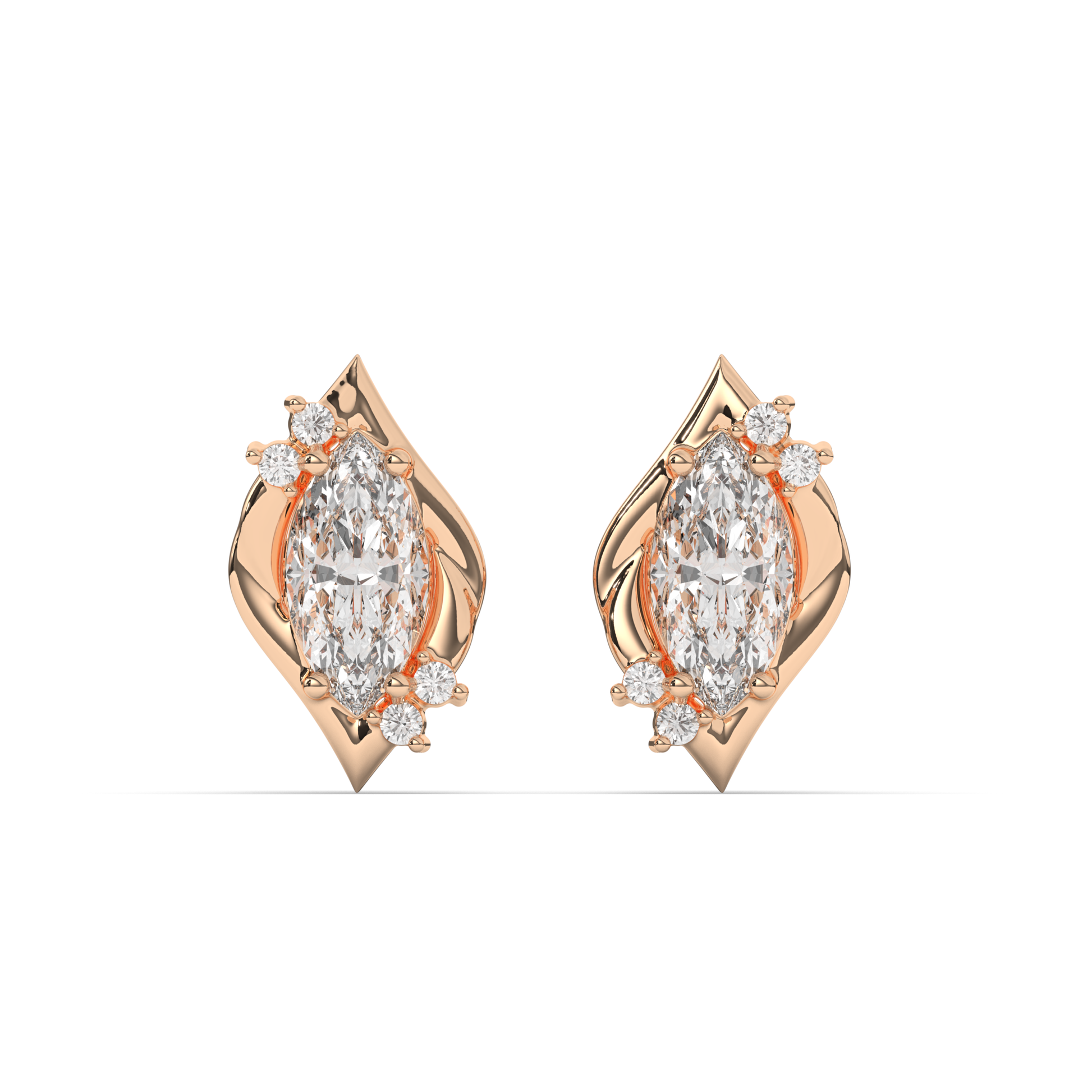 Halo Marquise Lab-Grown Diamond Stud Earrings - Pear Jewels