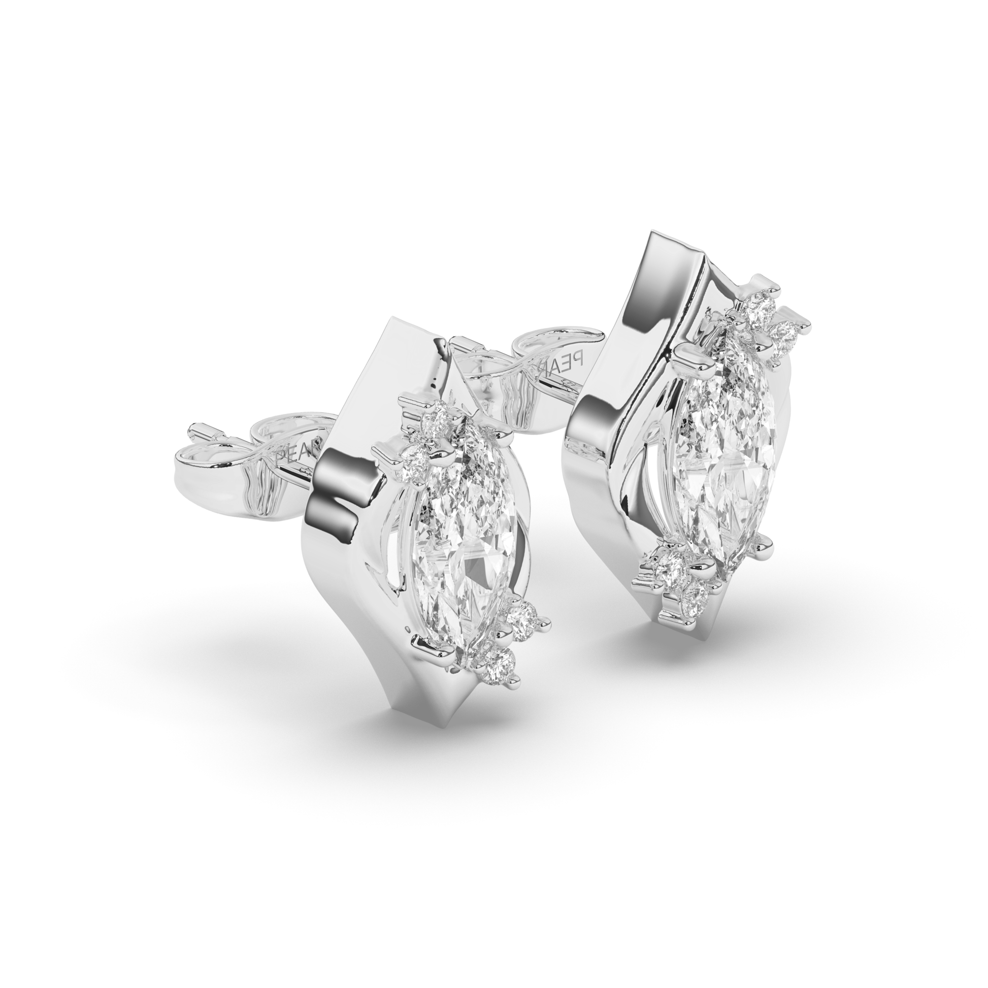 Halo Marquise Lab-Grown Diamond Stud Earrings - Pear Jewels