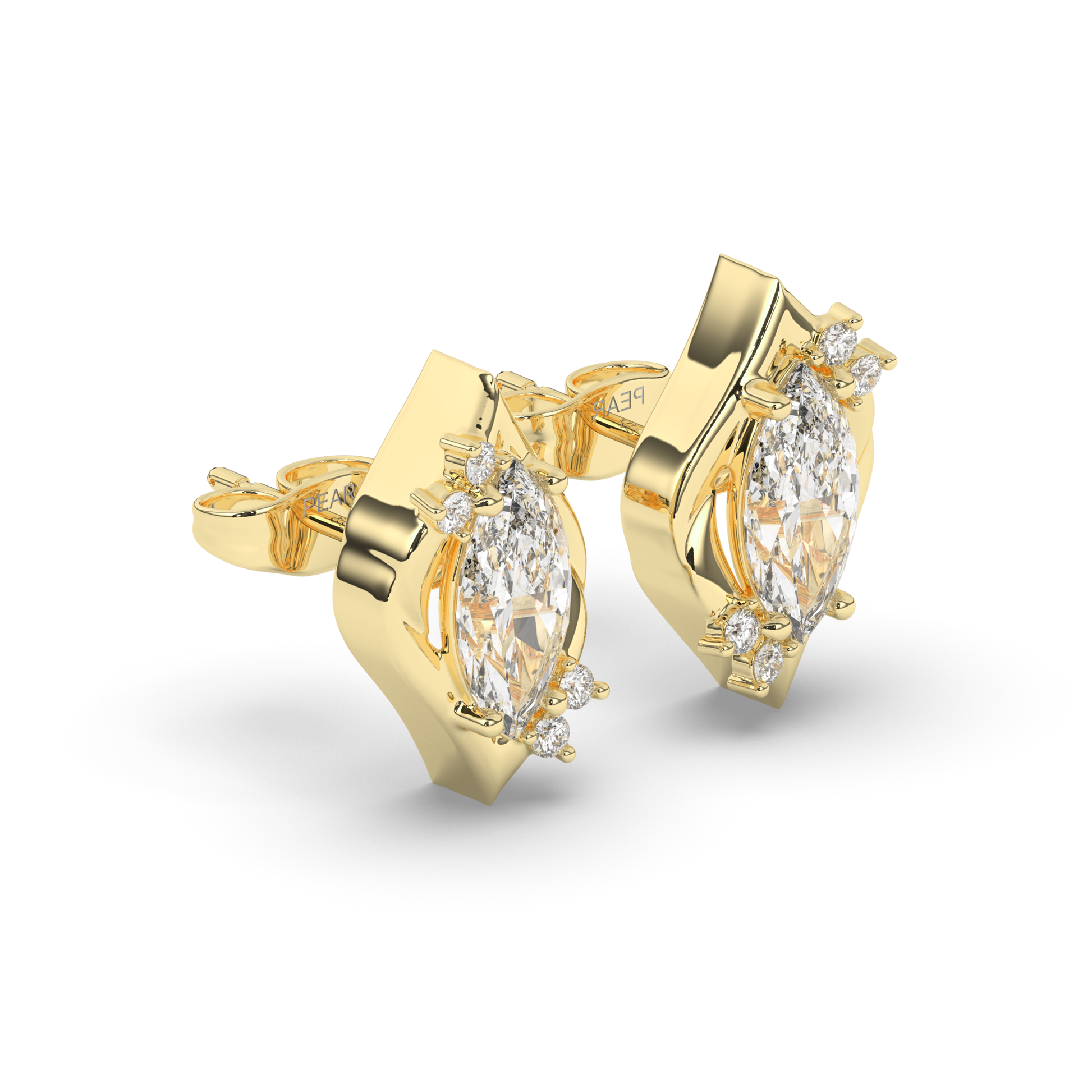 Halo Marquise Lab-Grown Diamond Stud Earrings - Pear Jewels