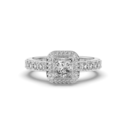 Halo Princess Lab-Grown Diamond Ring - Pear Jewels