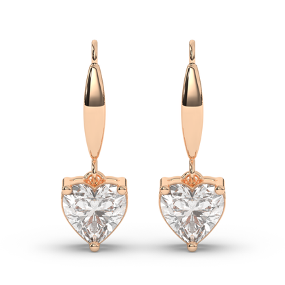 Heart-Shaped Lab-Grown Diamond Dangle Earrings - Pear Jewels