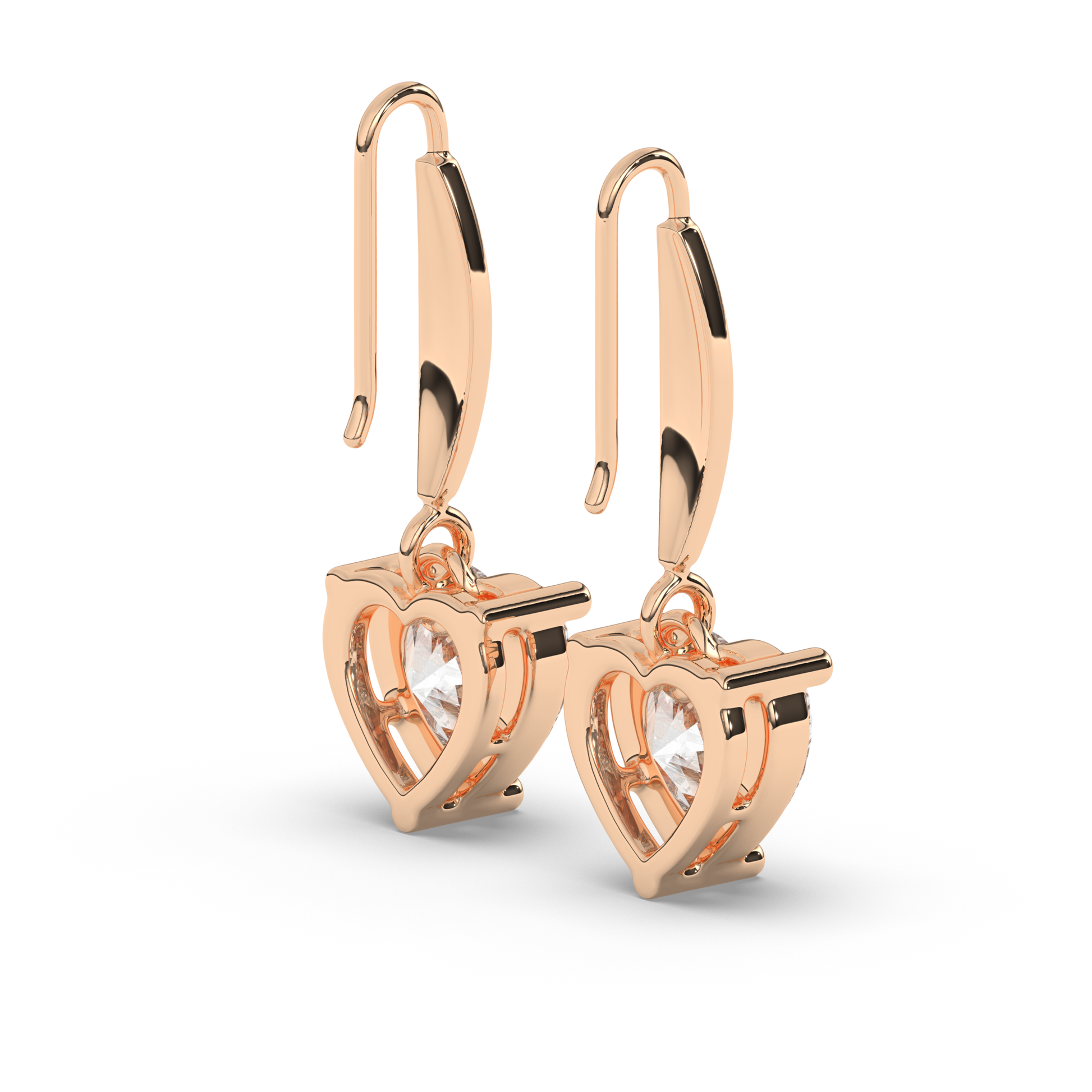 Heart-Shaped Lab-Grown Diamond Dangle Earrings - Pear Jewels