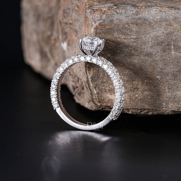 0.75Ct Hidden Halo Round Lab Grown Engagement Ring