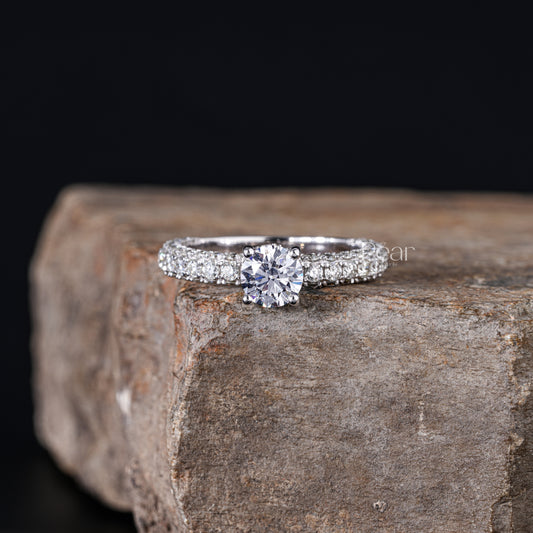 0.75Ct Hidden Halo Round Lab Grown Engagement Ring