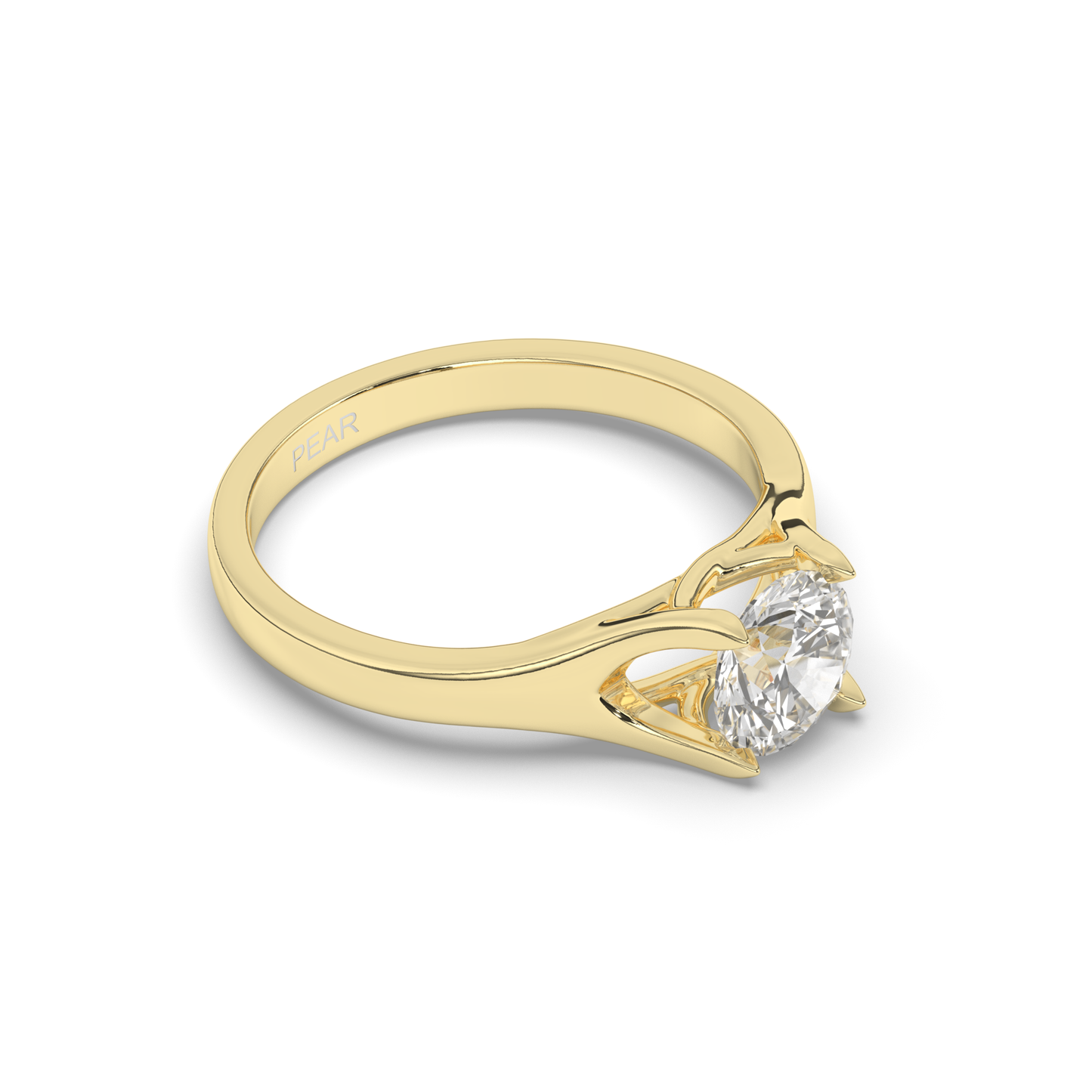 Lab-Grown Diamonds Classic Round Solitaire Ring - Pear Jewels