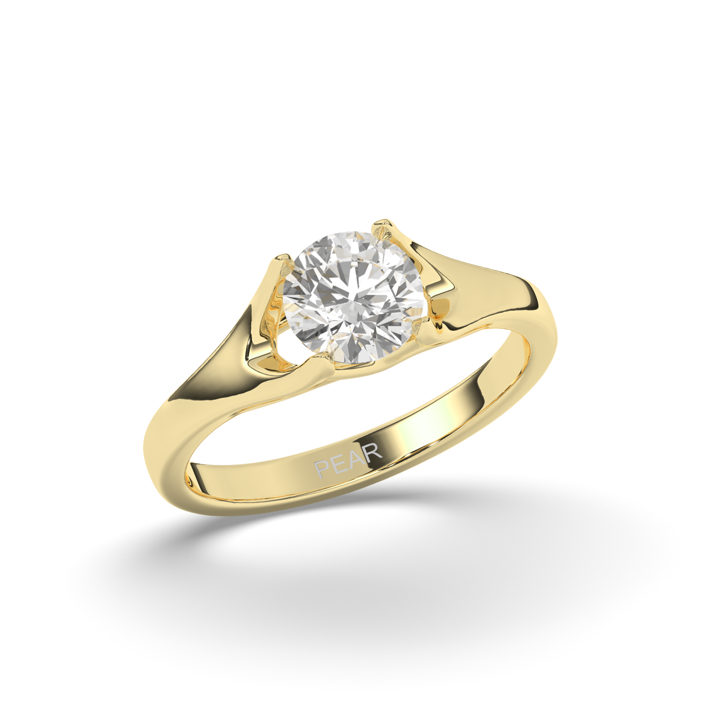Lab-Grown Diamonds Classic Round Solitaire Ring - Pear Jewels