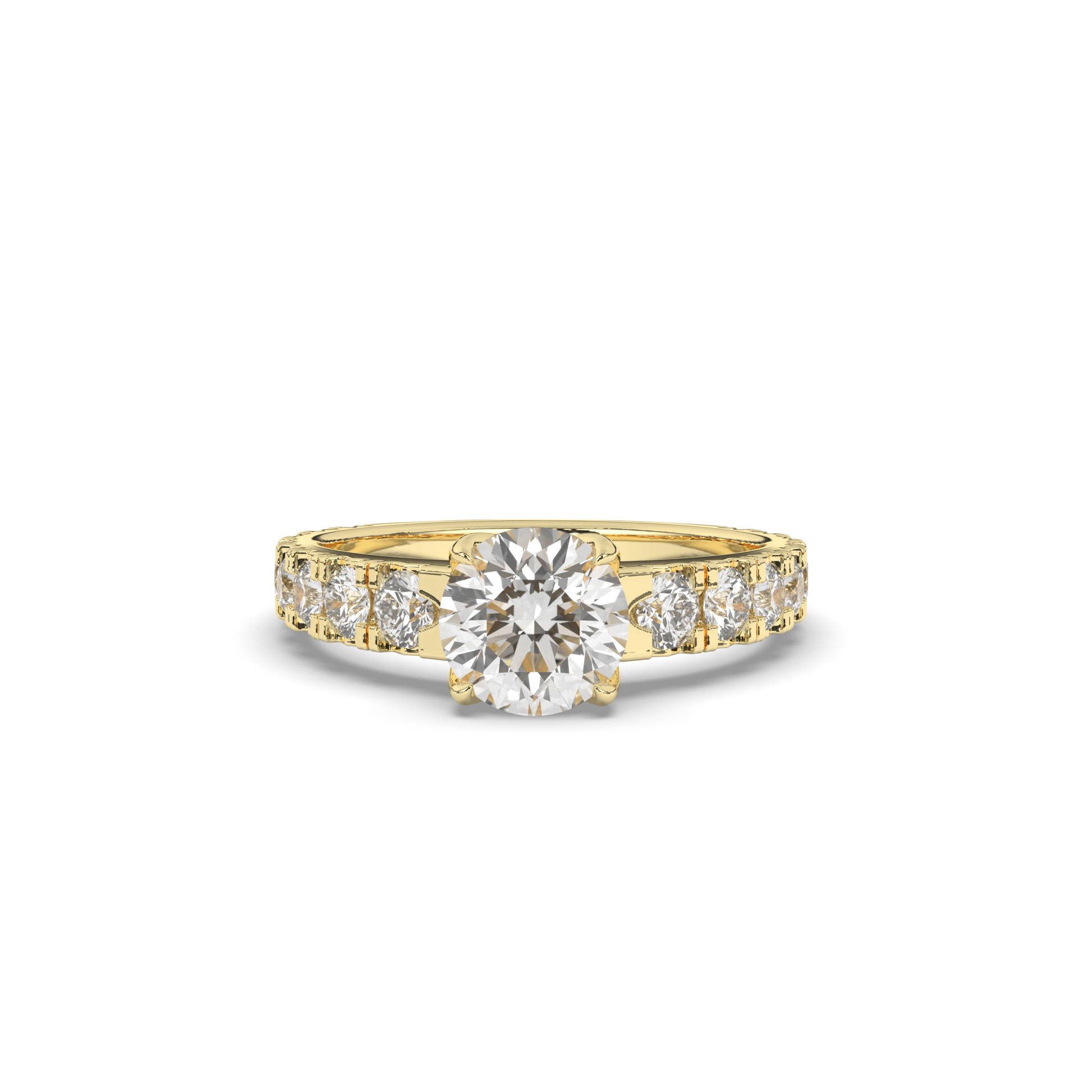 Lab-Grown Diamonds Classic Round Solitaire with Side Stones Ring - Pear Jewels