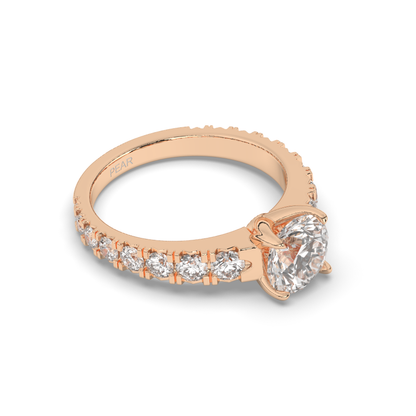 Lab-Grown Diamonds Classic Round Solitaire with Side Stones Ring - Pear Jewels