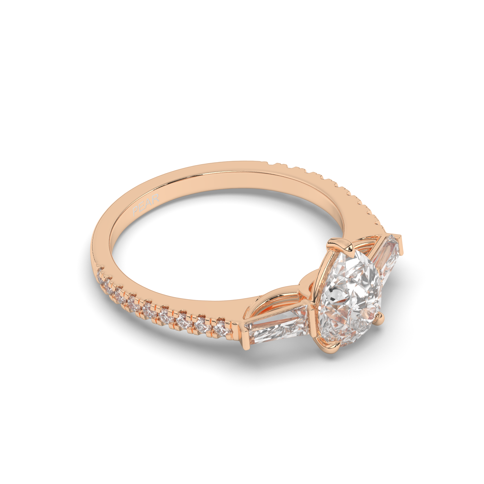 Lab-Grown Diamonds Solitaire Pear & Baguette Ring - Pear Jewels