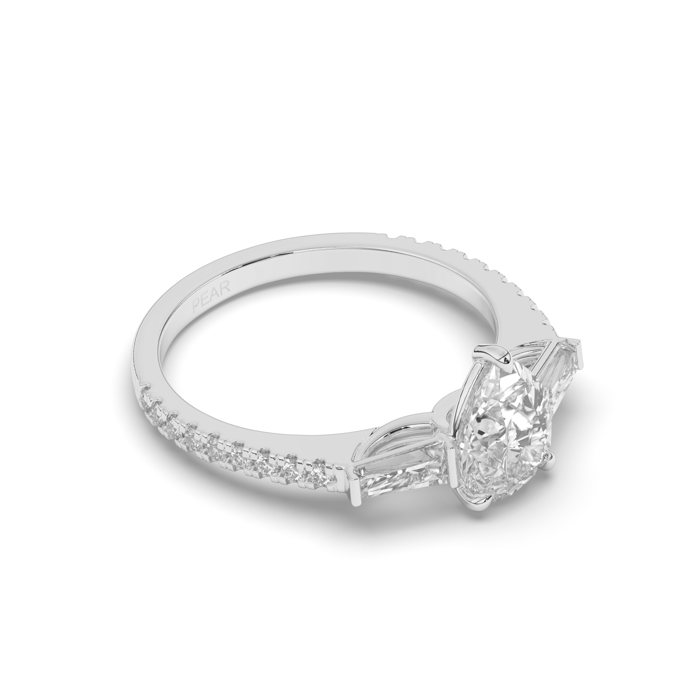 Lab-Grown Diamonds Solitaire Pear & Baguette Ring - Pear Jewels