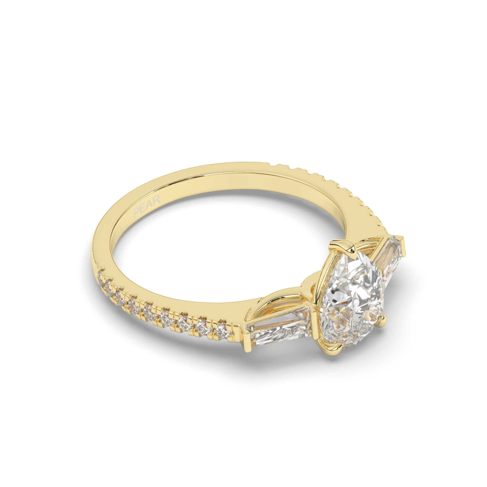 Lab-Grown Diamonds Solitaire Pear & Baguette Ring - Pear Jewels