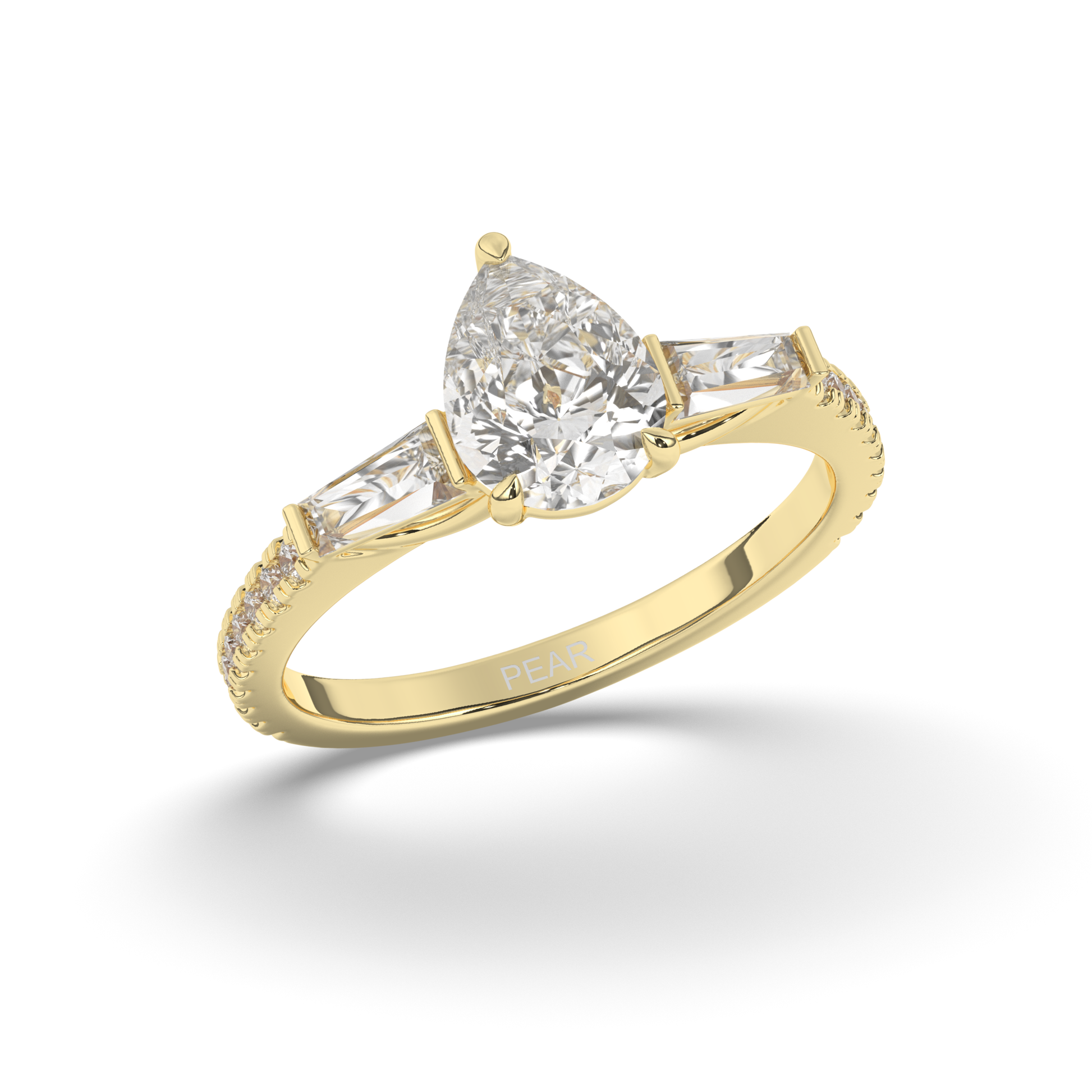 Lab-Grown Diamonds Solitaire Pear & Baguette Ring - Pear Jewels