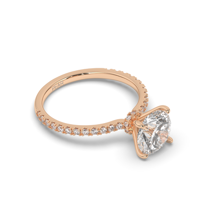 Lab-Grown Diamonds Solitaire Round with Side Stones Ring - Pear Jewels