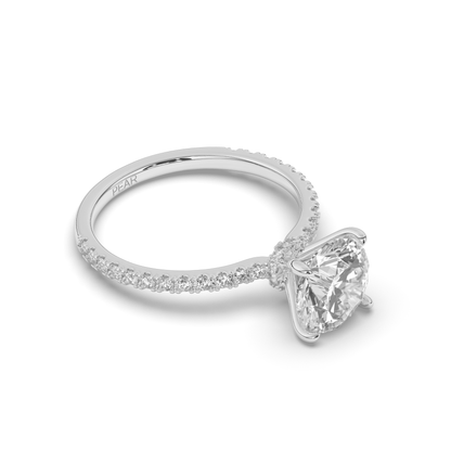 Lab-Grown Diamonds Solitaire Round with Side Stones Ring - Pear Jewels