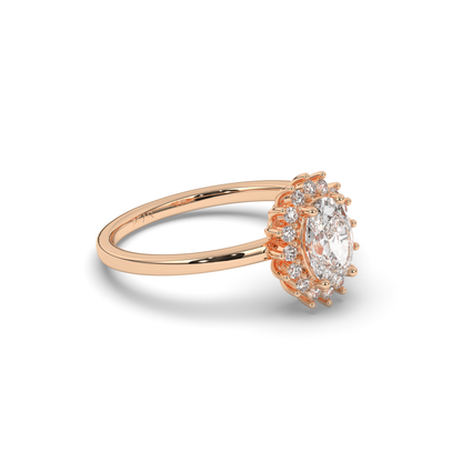 Luminous Oval Halo Lab-Grown Diamond Engagement Ring - Pear Jewels