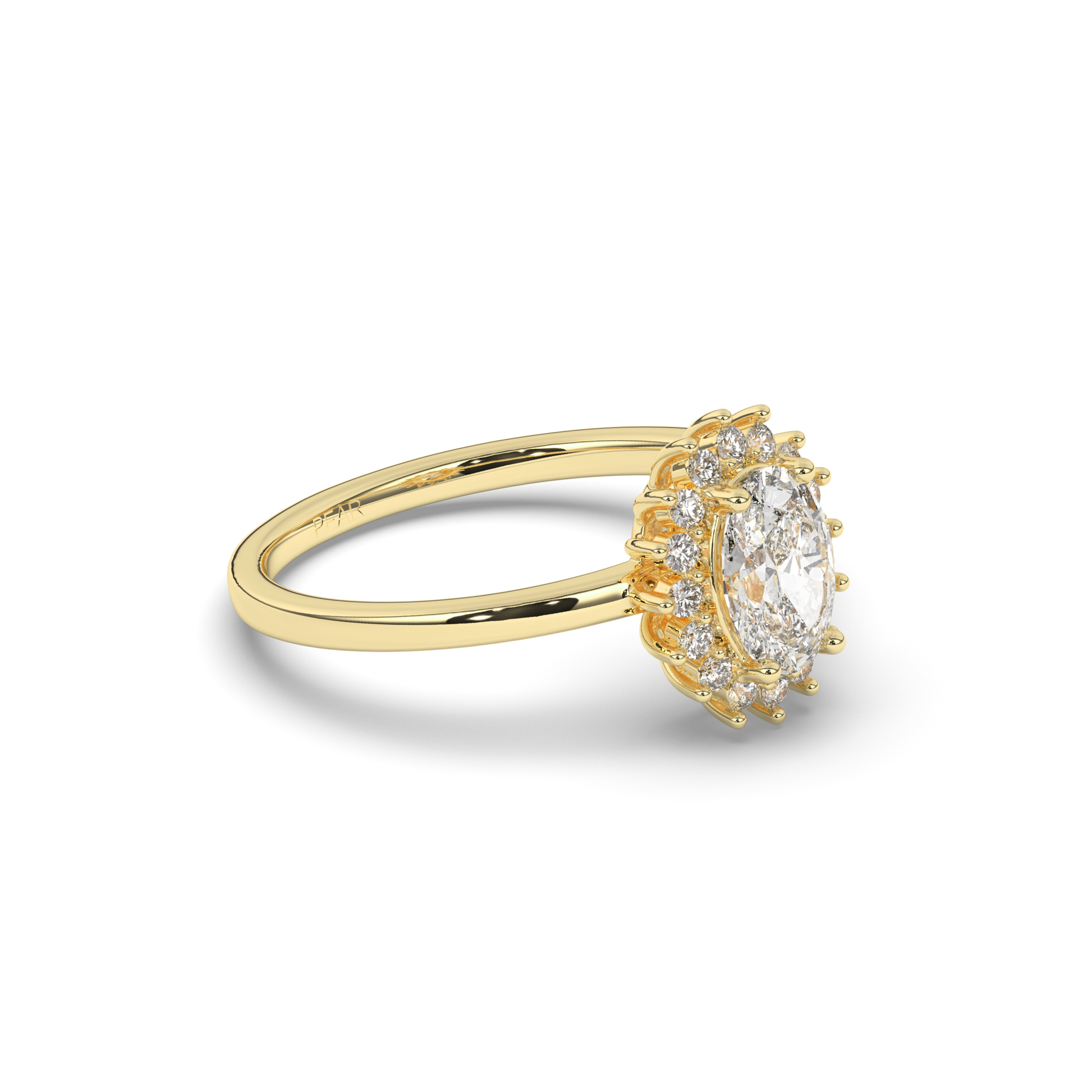 Luminous Oval Halo Lab-Grown Diamond Engagement Ring - Pear Jewels