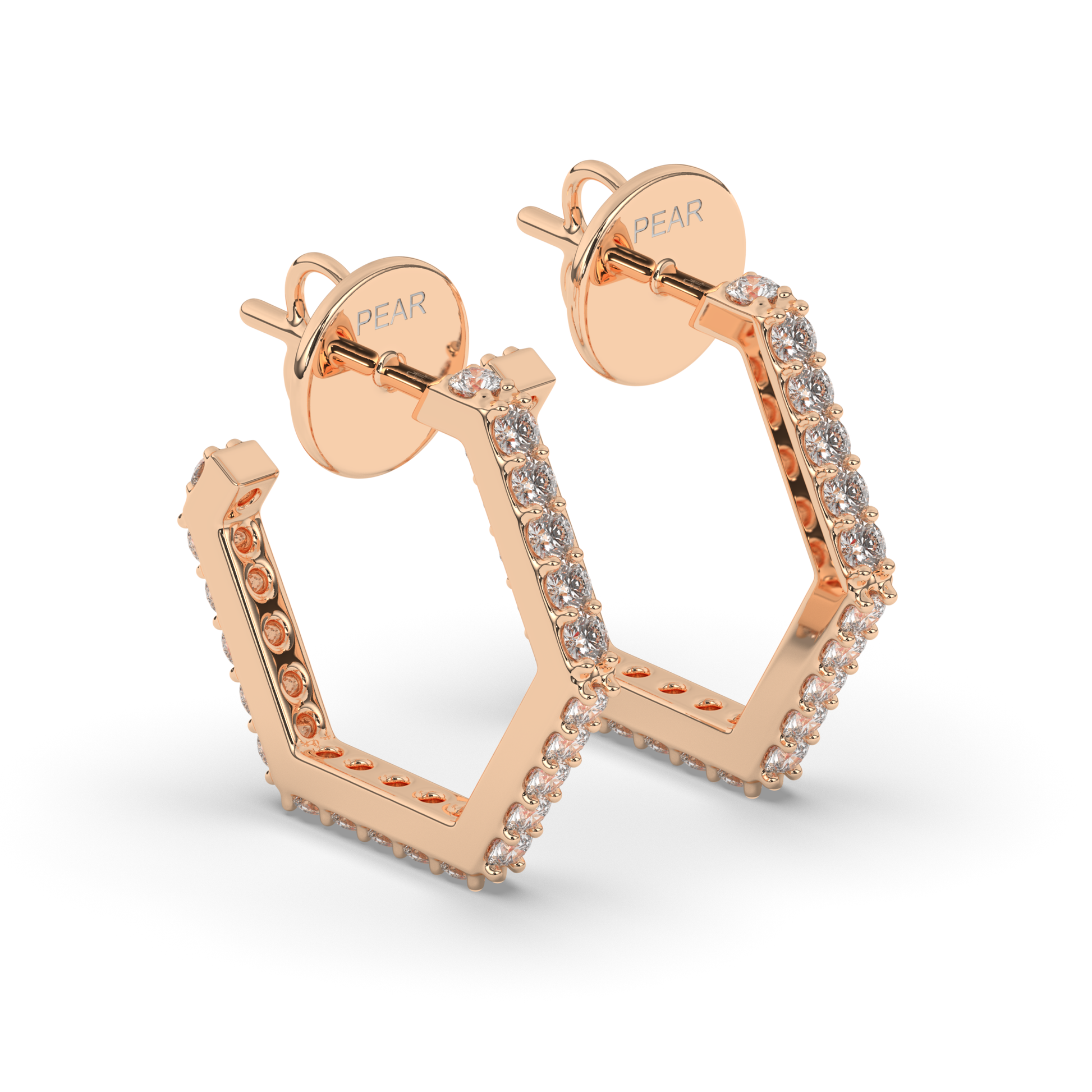 Modern Hexa Lab-Grown Diamond Huggies and Hoops - Pear Jewels