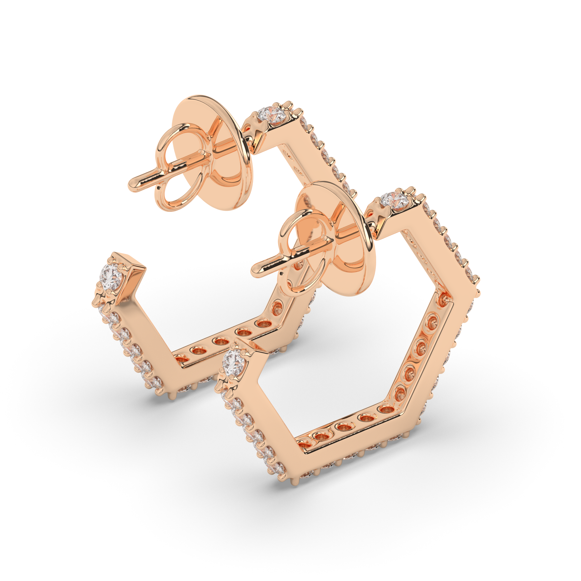 Modern Hexa Lab-Grown Diamond Huggies and Hoops - Pear Jewels